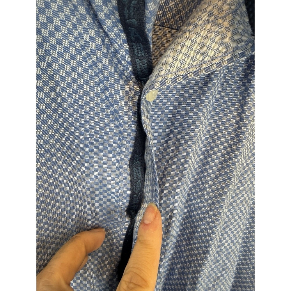 English Laundry Mens Size 16 34/35 Blue Gingham Dress Shirt Long Sleeves - Picture 4 of 11
